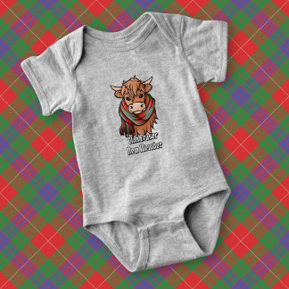 Body Para Bebê Vaca Highland com Fraser Tartan Scarf