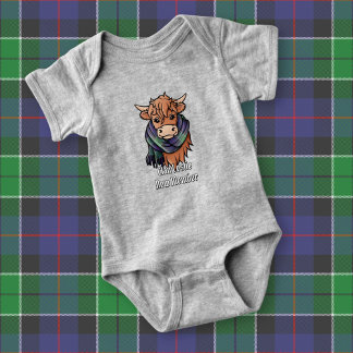 Body Para Bebê Vaca Highland com Leslie caçando Tartan Scarf