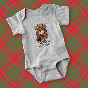 Body Para Bebê Vaca Highland com MacAlister Glenbarr Tartan Scarf