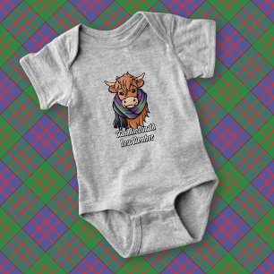Body Para Bebê Vaca Highland com MacDonald Tartan Scarf