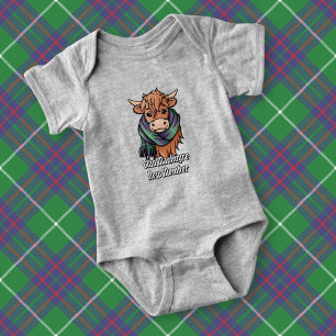 Body Para Bebê Vaca Highland com MacIntyre Tartan Scarf