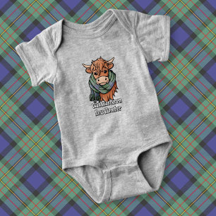 Body Para Bebê Vaca Highland com MacLaren Tartan Scarf