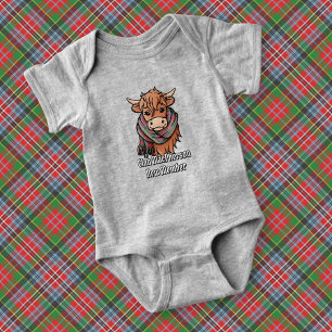 Body Para Bebê Vaca Highland com MacPherson Tartan Scarf