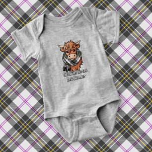 Body Para Bebê Vaca Highland com MacPherson Vestido Tartan Scarf