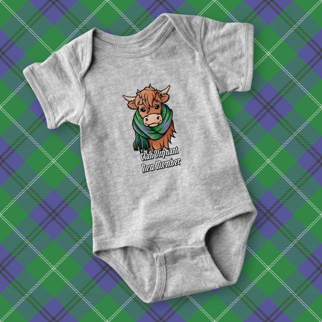 Body Para Bebê Vaca Highland com Oliphant Tartan Scarf (Criador carregado)