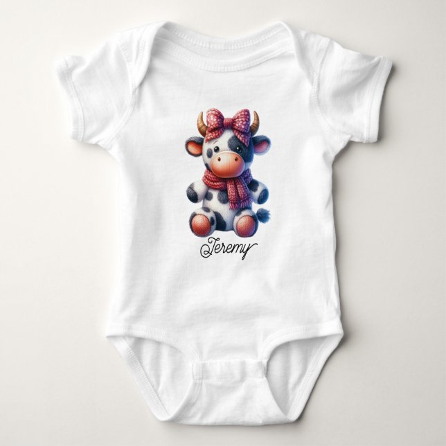 Body Para Bebê Vaca Leiteira Fofa com Laço (Frente)