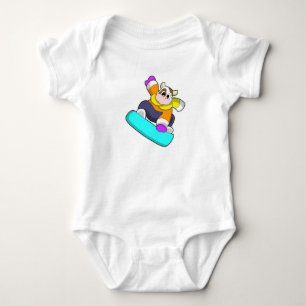 Body Para Bebê Vaca no Snowboard com Snowboard