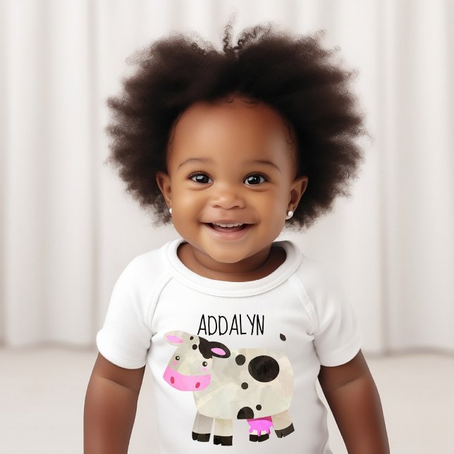 Body Para Bebê Vaca Personalizada Bastante (Cute cow customized infant bodysuit)