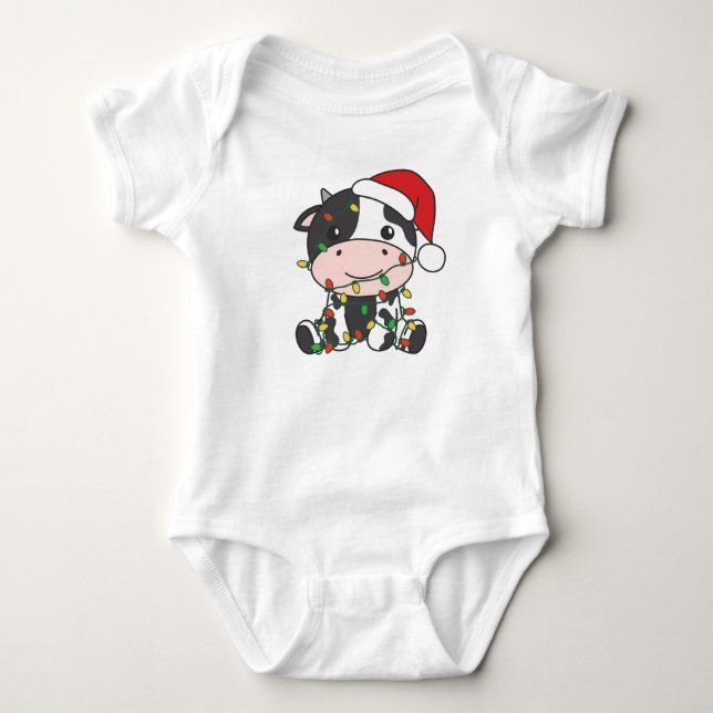 Body Para Bebê Vacas de Natal de Inverno (Frente)
