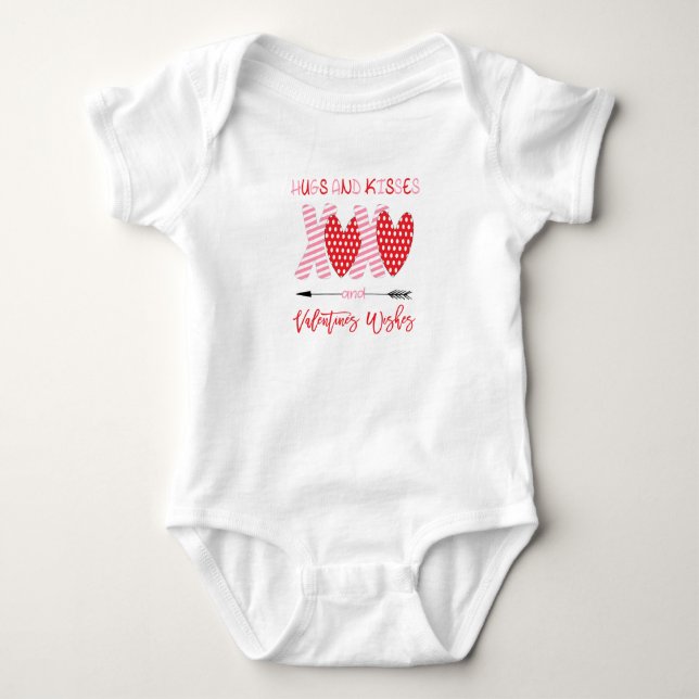 Body Para Bebê Valentine Baby Clothes | XOXO Hugs and Kisses Cute (Frente)