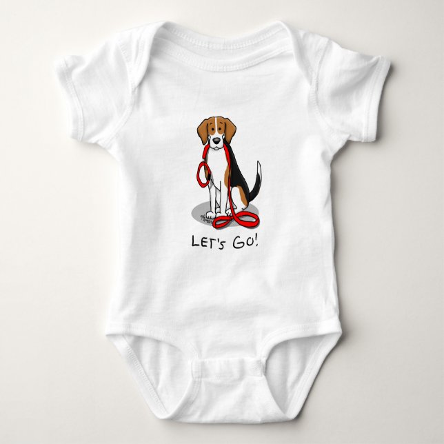 Body Para Bebê Vamos! (andar) Cão de Beagle (triz cor 3) (Frente)