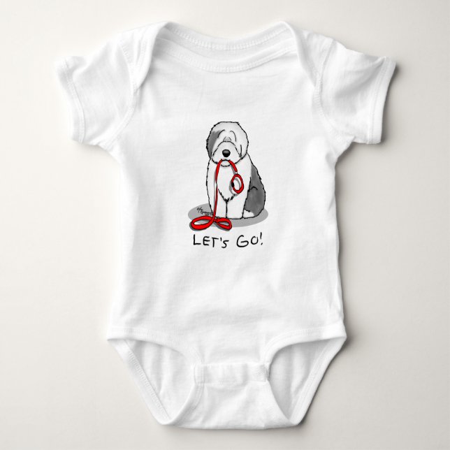 Body Para Bebê Vamos Engraçado! Sheepdog Inglês (Cinza 1) (Frente)