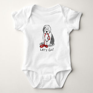 Body Para Bebê Vamos Engraçado Vai! Sheepdog Inglês (Cinza 1)