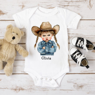 Body Para Bebê Vaqueira Mal-Humorada Personalizada