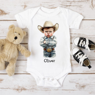 Body Para Bebê Vaqueiro Mal-Humorado Personalizado