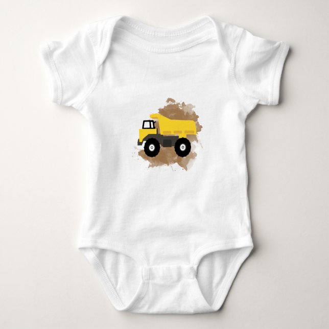 Body Para Bebê Veículo de Construção Lama  (Frente)