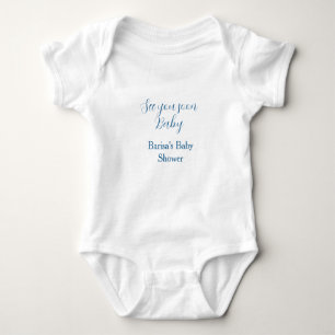Body Para Bebê vejo você em breve chá de bebê azul nome data simp