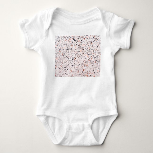 Body Para Bebê Velho terrazzo textura, padrão de hamper. (Frente)
