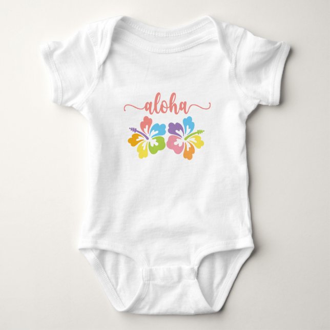 Body Para Bebê Verão Aloha Pastel  (Frente)