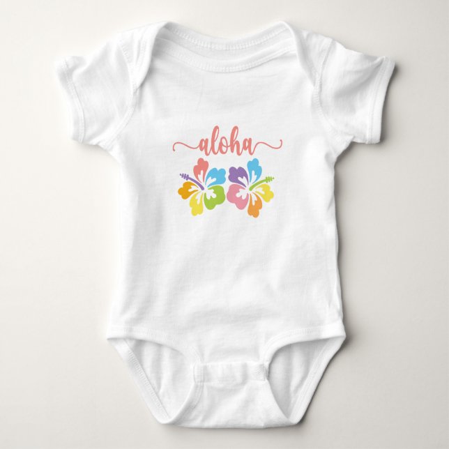 Body Para Bebê Verão Pastel Aloha  (Frente)