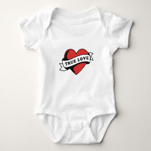 Body Para Bebê Verdadeiro Coração de Tatuagem de Amor   Clássico 