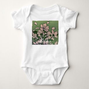 Body Para Bebê Verde-Rosa-Flor