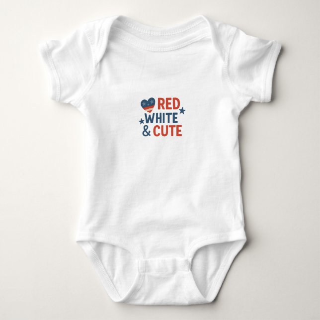 Body Para Bebê Vermelho, Branco e Bonito - Design de Bebê Patriót (Frente)