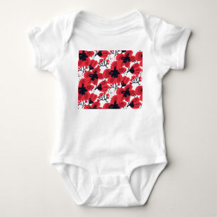 Body Para Bebê Vermelho Brilhante: Padrão Desenhado À Mão Abstrat