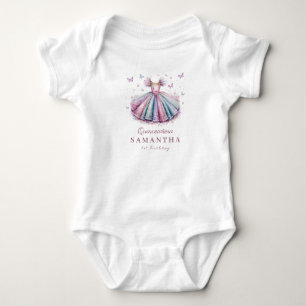 Body Para Bebê Vestido da princesa de Pastel para um primeiro ani