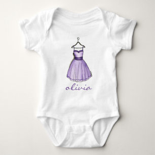 Body Para Bebê Vestido de Partido Bonito do Retro Roxo Personaliz