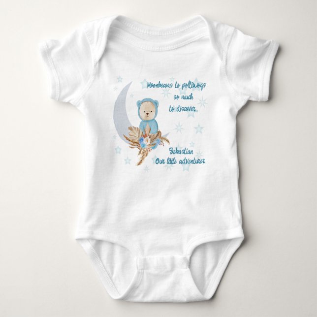 Body Para Bebê Vestuário De Bebê De Urso Azul (Frente)