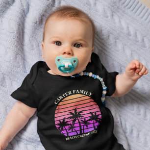 Body Para Bebê Viagem de Praia Personalizada da Família Sunset d