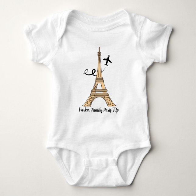 Body Para Bebê Viagem Personalizada a Paris Chic Torre Eiffel (Frente)