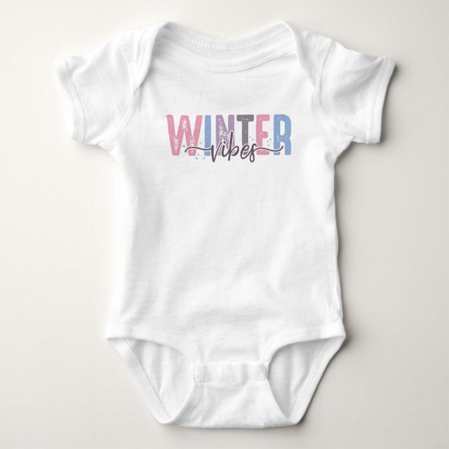 Body Para Bebê Víblias de inverno - Tipografia de Pastel Suave (Frente)