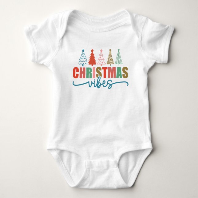 Body Para Bebê Víblias de Natal - Design das Árvores de Férias Co (Frente)