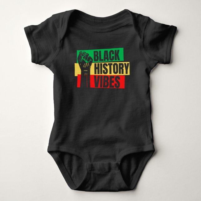 Body Para Bebê Vibrações da História Negra Melanina Bebês Meninos (Frente)