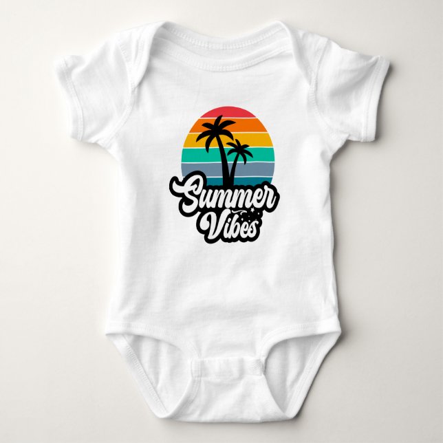 Body Para Bebê Vibrações de Verão com Design de Palmeiras (Frente)