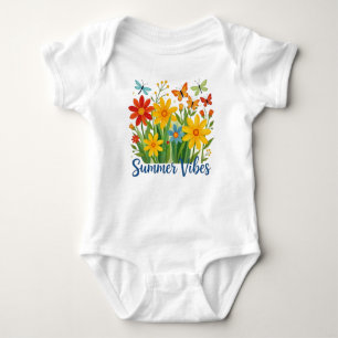 Body Para Bebê Vibrações de Verão Floral com Borboletas-64534