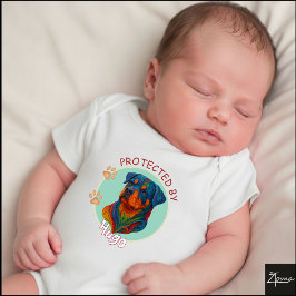 Body Para Bebê Vibrant Swirl Quilled Rottweiler dog Portrait