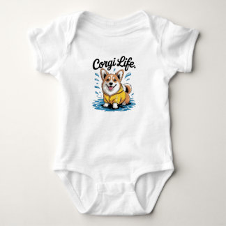 Body Para Bebê Vida de Corgi – Cachorro Fofo com Capote Vintage