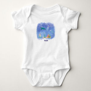 Body Para Bebê Vida do Mar de Cores Aquáticas Personalizada