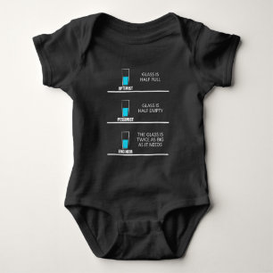 Body Para Bebê Vidro do engenheiro meio cheio: Piada engraçada d