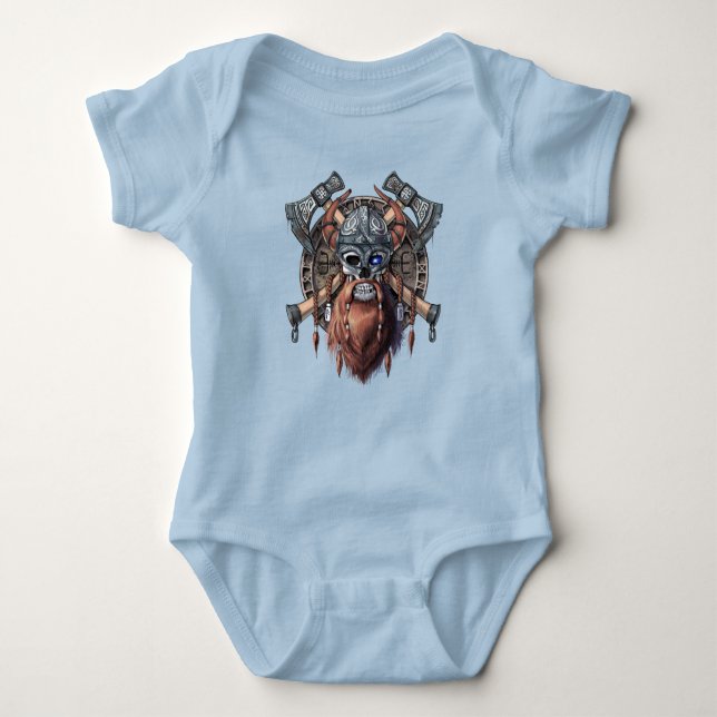 Body Para Bebê Viking Warrior Skull (Frente)