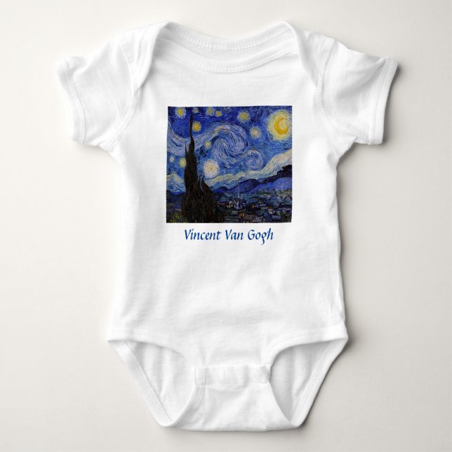 Body Para Bebê Vincent Van Gogh - A noite de Starry (Frente)