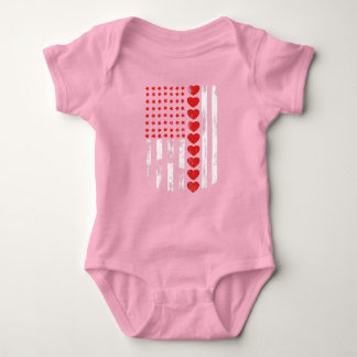Body Para Bebê Vintage American Flag Heart Family Combinação