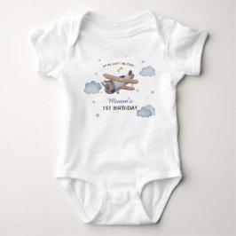 Body Para Bebê Vintage Blue Airplane First Birthday Baby