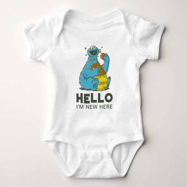 Body Para Bebê Vintage Cookie Monster | Novo Bebê (Frente)