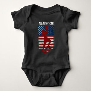 Body Para Bebê Vintage de basquete americano patriótico aflita