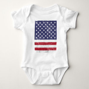 Body Para Bebê Vintage USA Flag Patriótico Americano Red White Bl