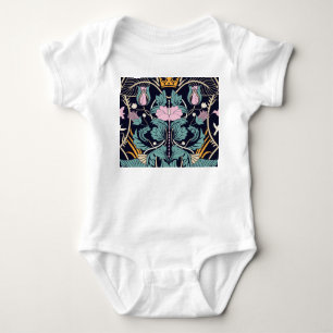 Body Para Bebê Vintagem floral, art nouveau, papel de parede sem